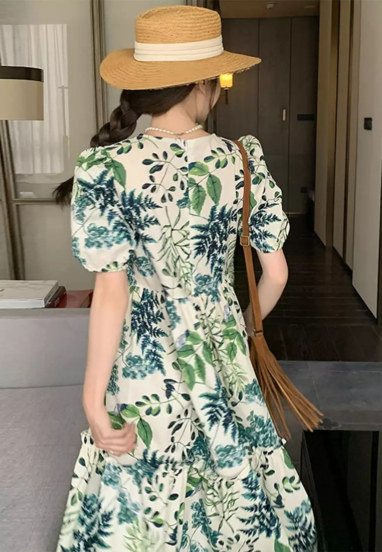 Summer New Floral Short Sleeve Women Dress K042901