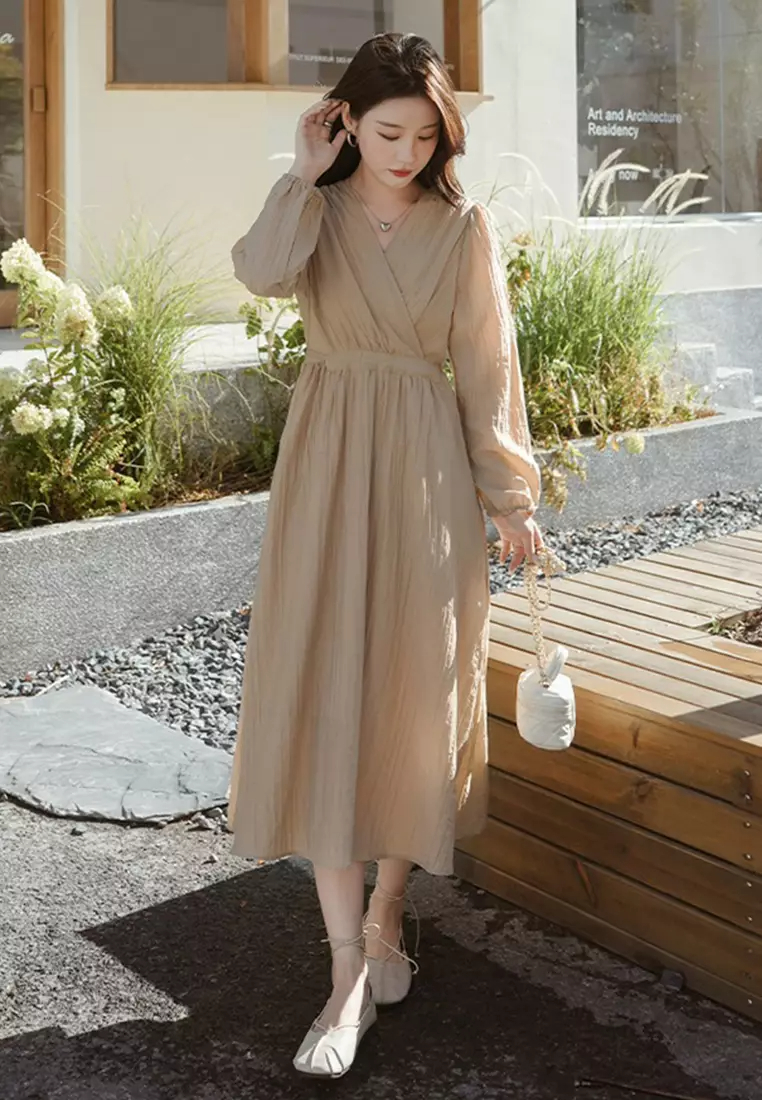 Summer New V Neck Wrapped Women Dress K042906BK