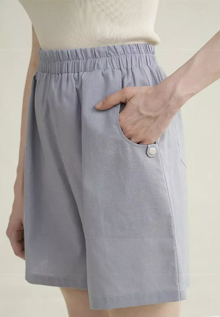 Breathable linen sun protection skin-friendly top and shorts set CA24032555