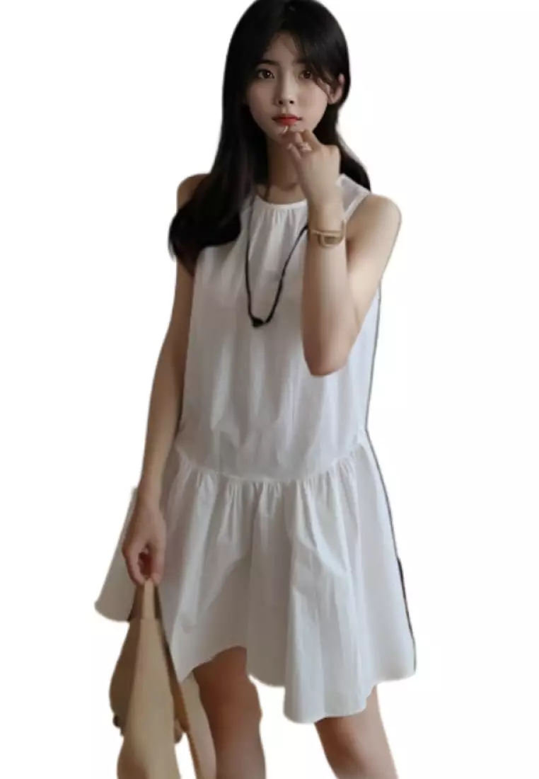French style simple round neck vest dress K061302W
