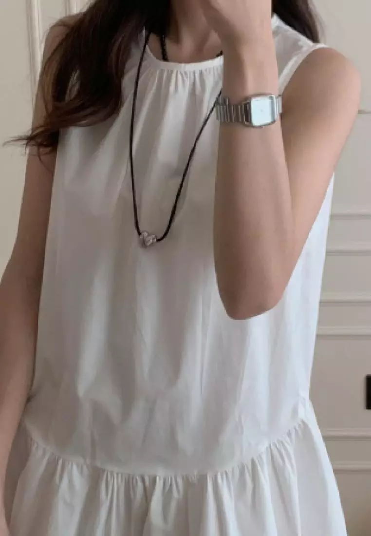 French style simple round neck vest dress K061302W