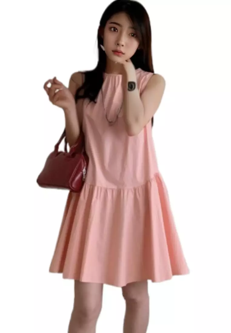 French style simple round neck vest dress K061302W