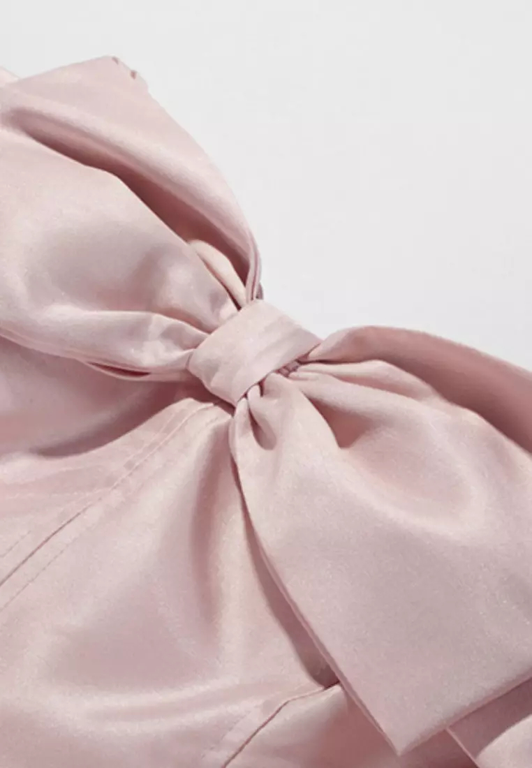 Luxurious new one-shoulder bow backless suspender dress K100201