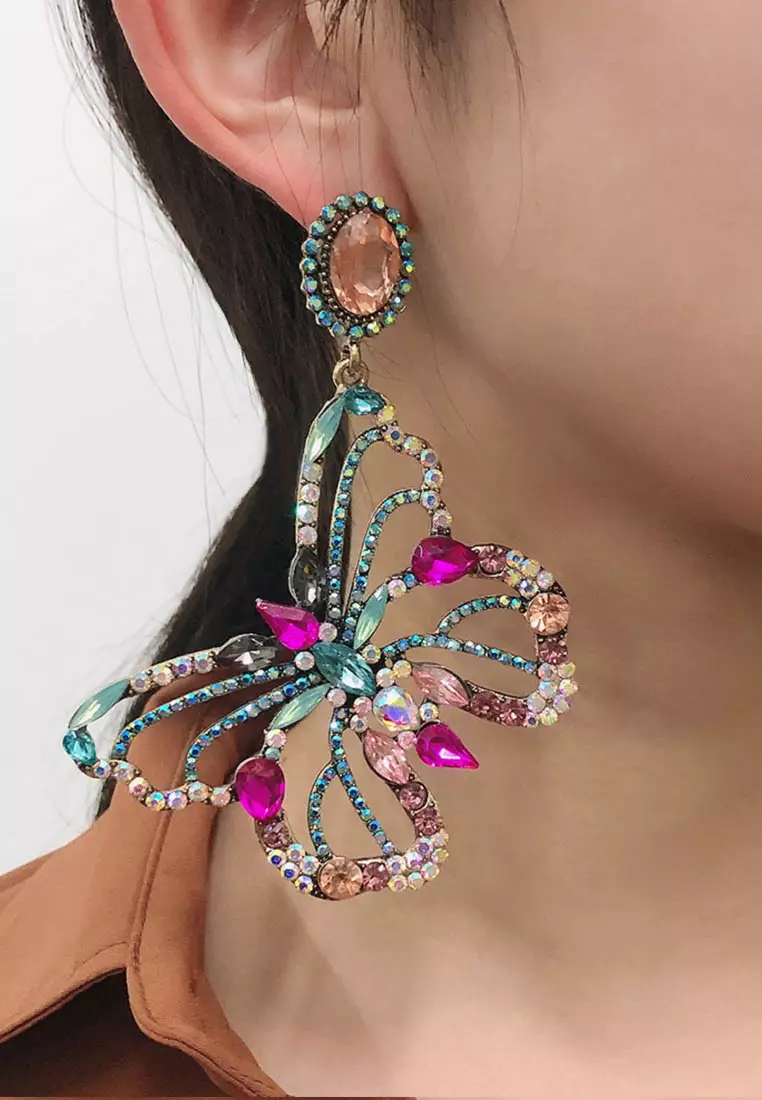 Butterfly Dropped Earrings A21032415RD