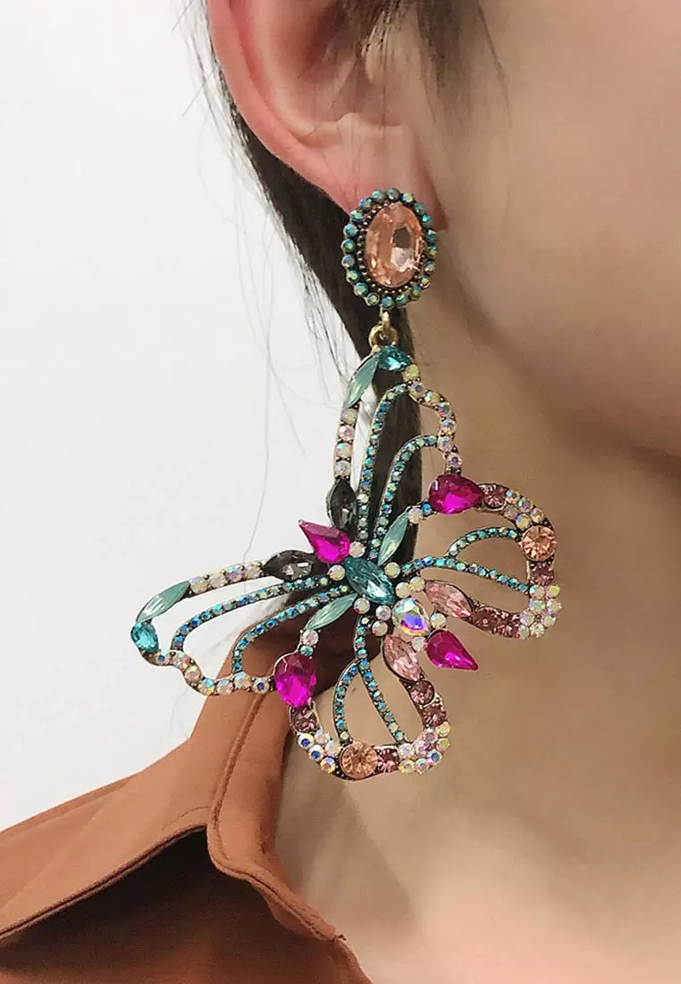 Butterfly Dropped Earrings A21032415RD