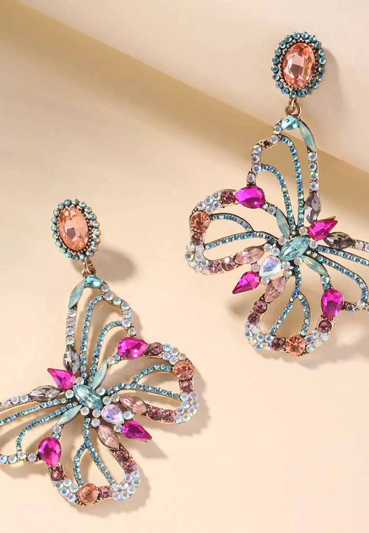 Butterfly Dropped Earrings A21032415RD