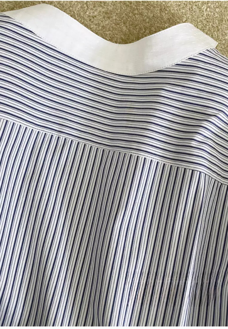 New refreshing and simple straight air pattern long-sleeved shirt top K092506