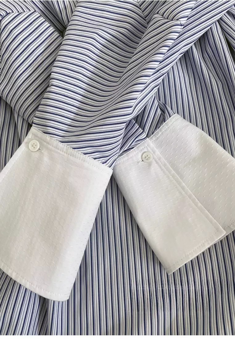 New refreshing and simple straight air pattern long-sleeved shirt top K092506