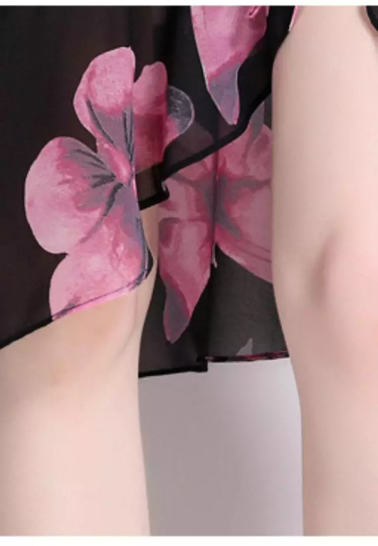 2024 new sweet butterfly pattern chiffon lotus leaf dress K071709BL