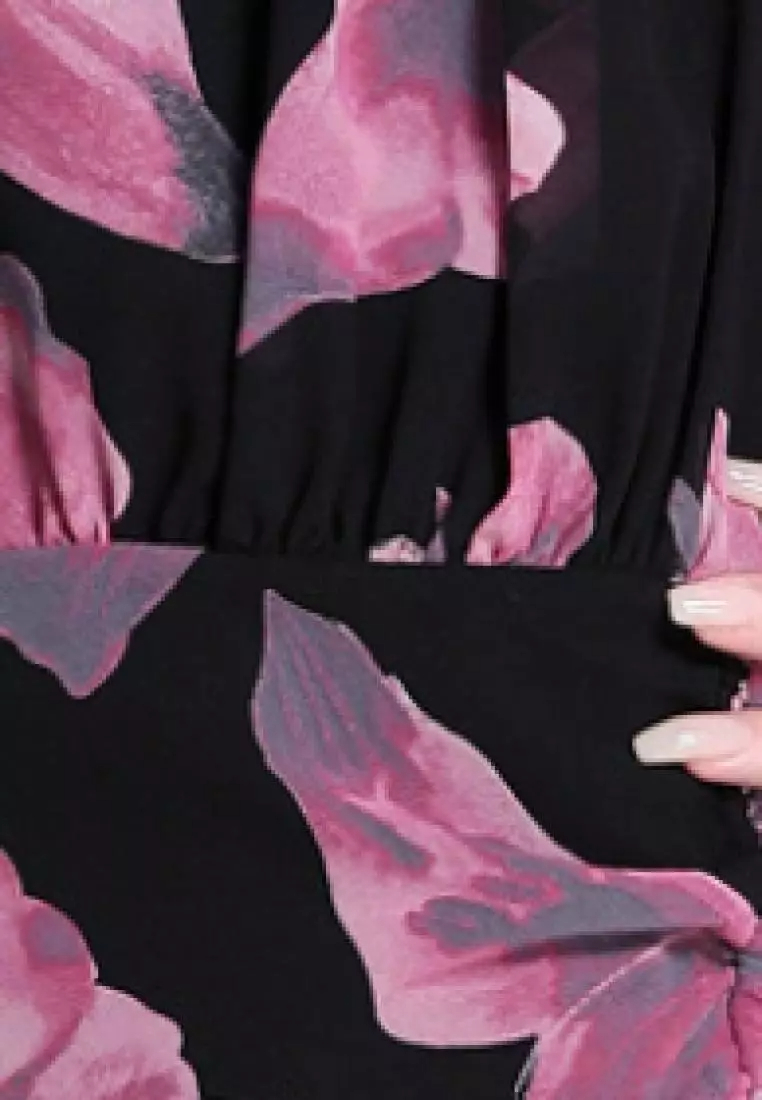 2024 new sweet butterfly pattern chiffon lotus leaf dress K071709BL