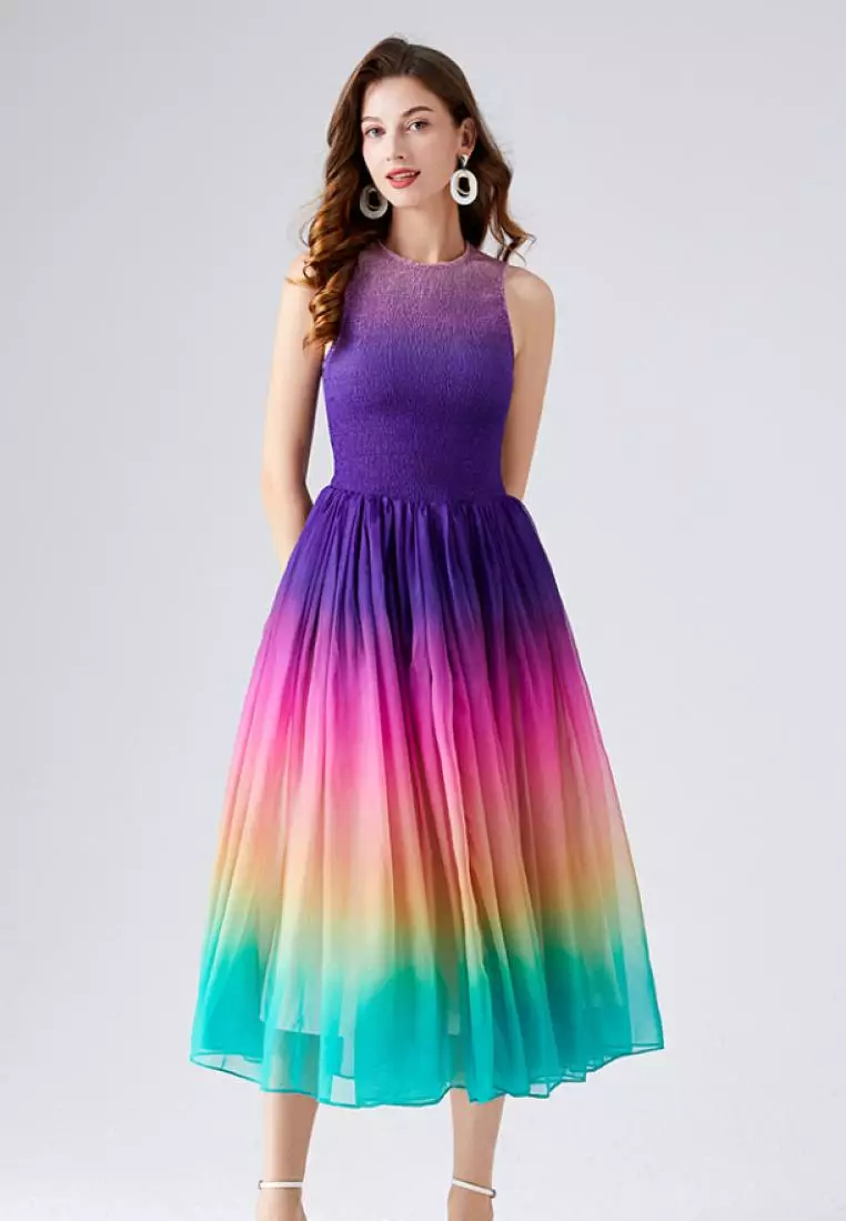 2024 new sweet gradient stretch vest dress K071705