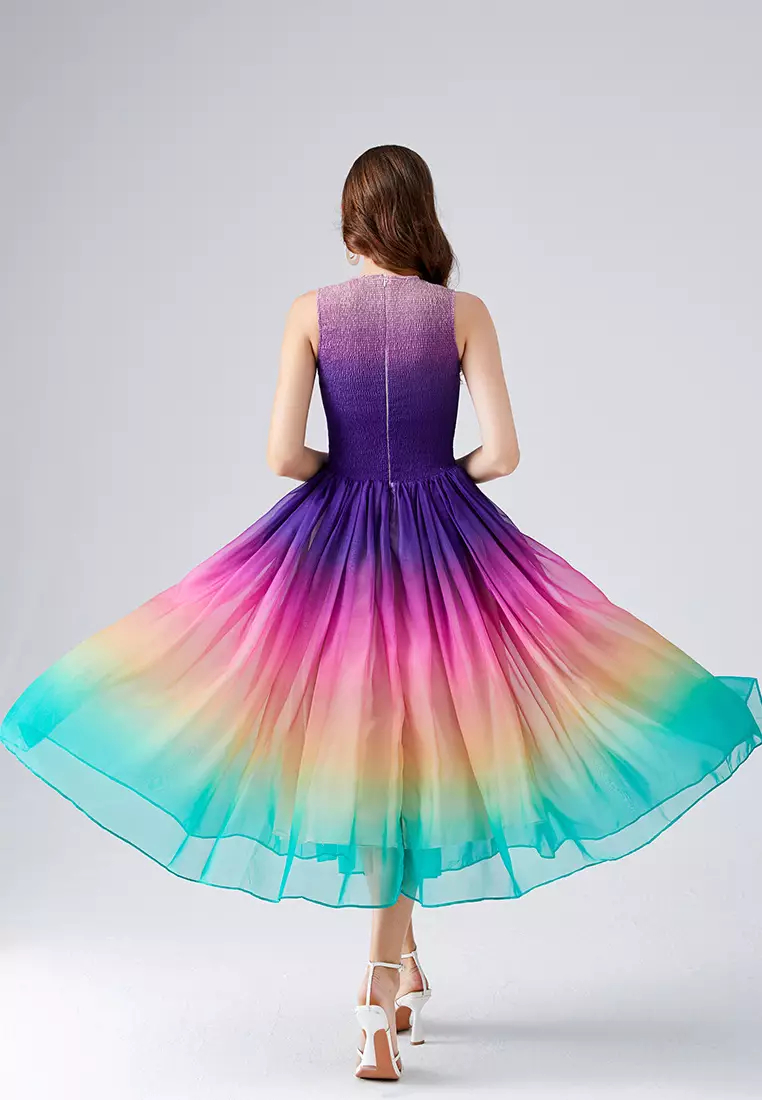 2024 new sweet gradient stretch vest dress K071705