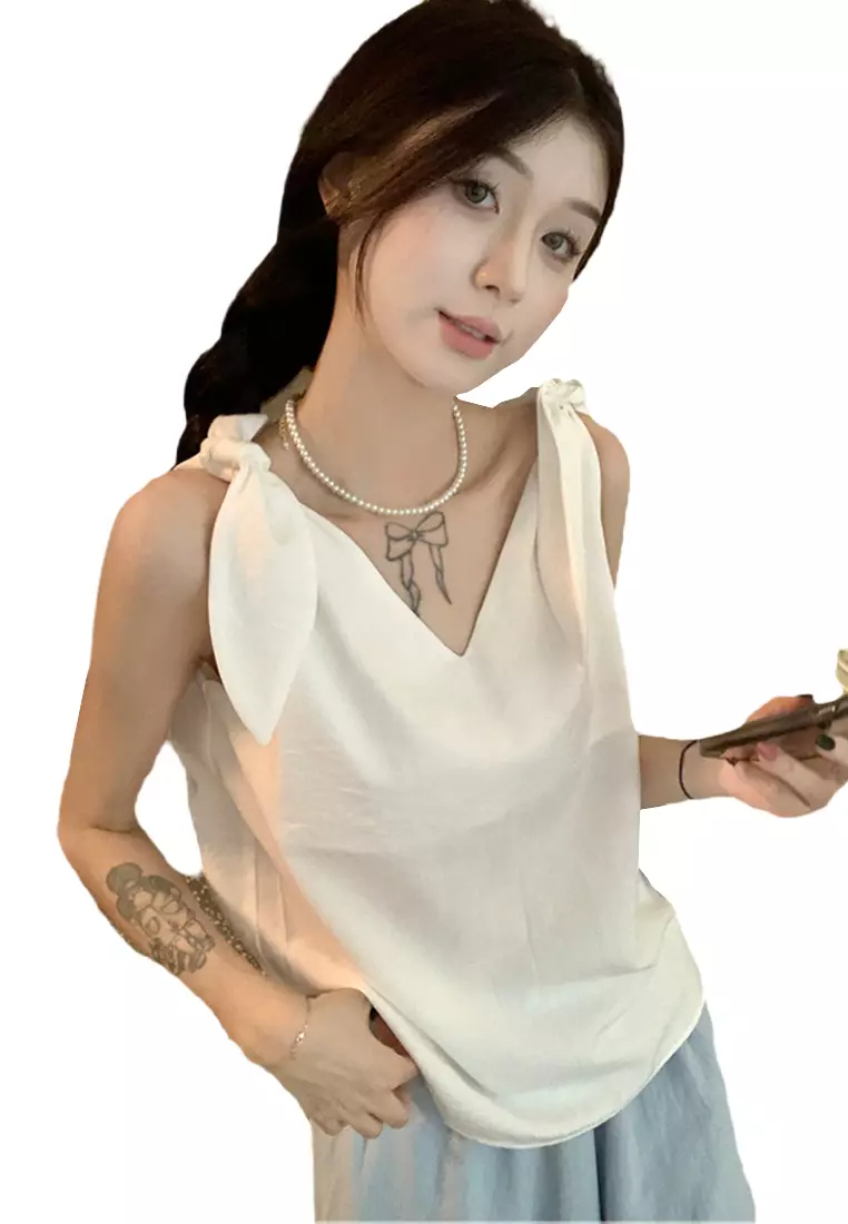 2024 temperament V-neck strap vest short top CA24061815W