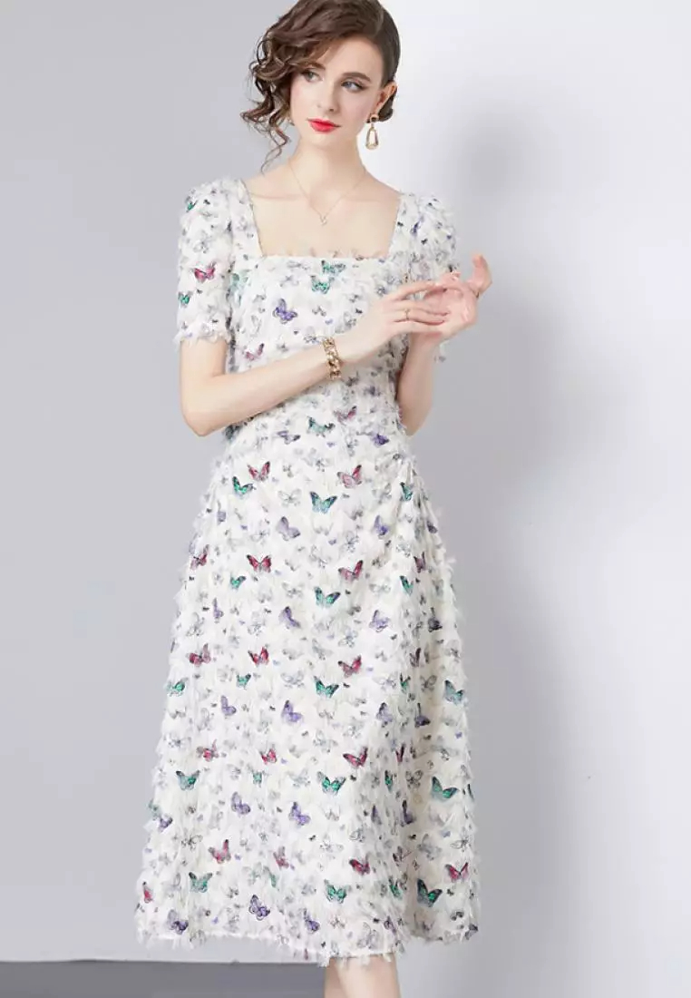 2024 new sweet butterfly pattern dress K071708