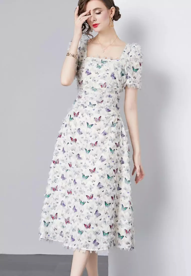 2024 new sweet butterfly pattern dress K071708