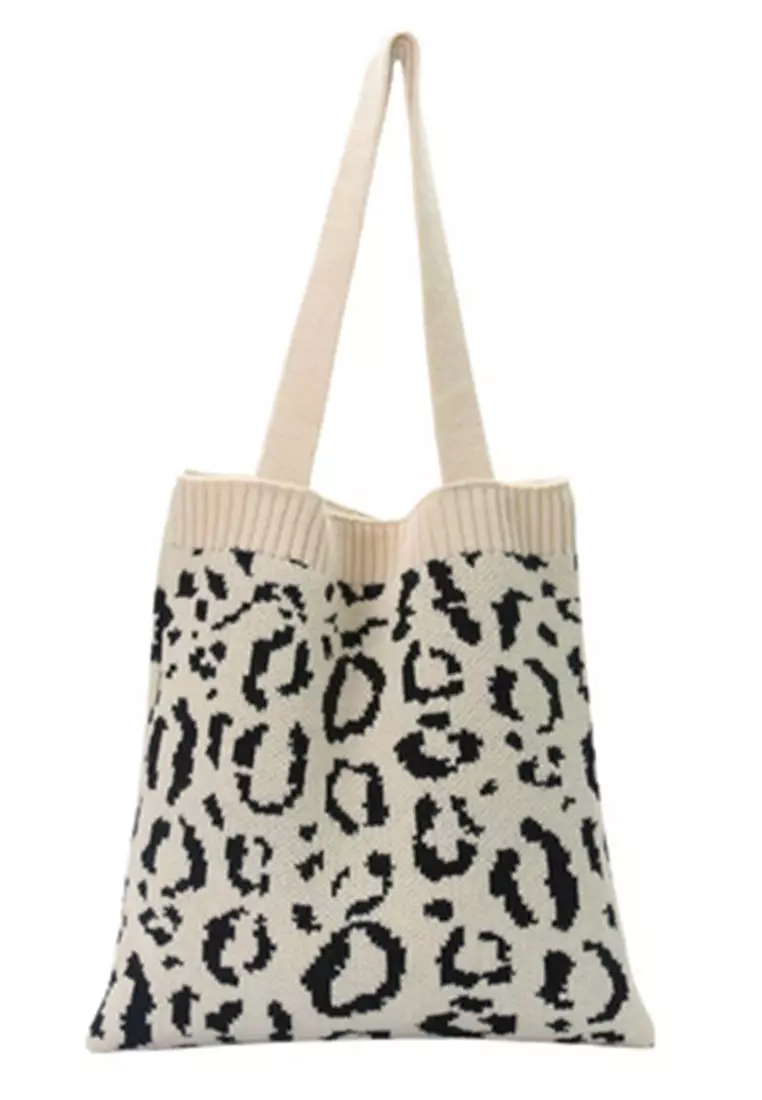 Loepard Prints Knitted Tote Bag A092511RD