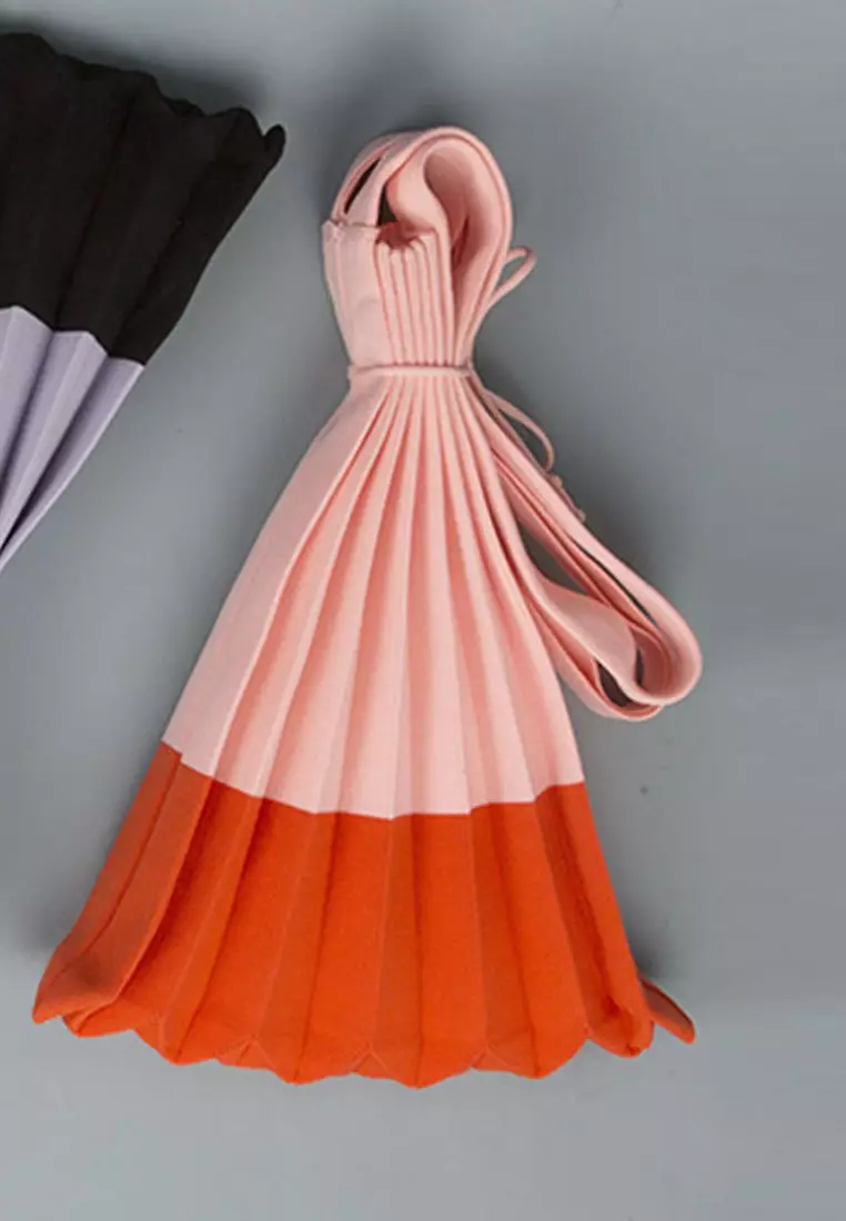 Knitted Color Matching Pleated Hand Bag CA072929PIRD