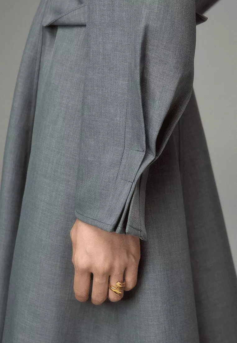 2024 new elegant gray V-neck long-sleeved dress K092601