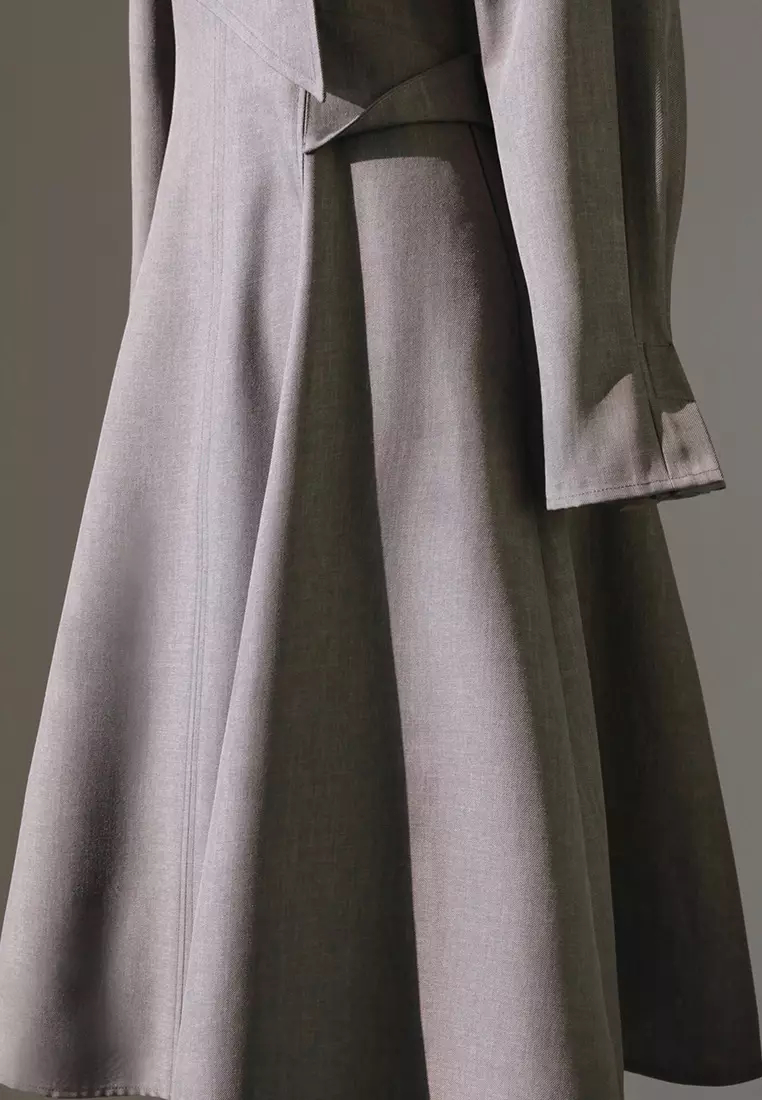 2024 new elegant gray V-neck long-sleeved dress K092601