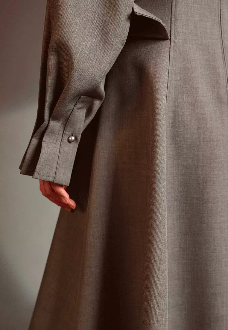 2024 new elegant gray V-neck long-sleeved dress K092601