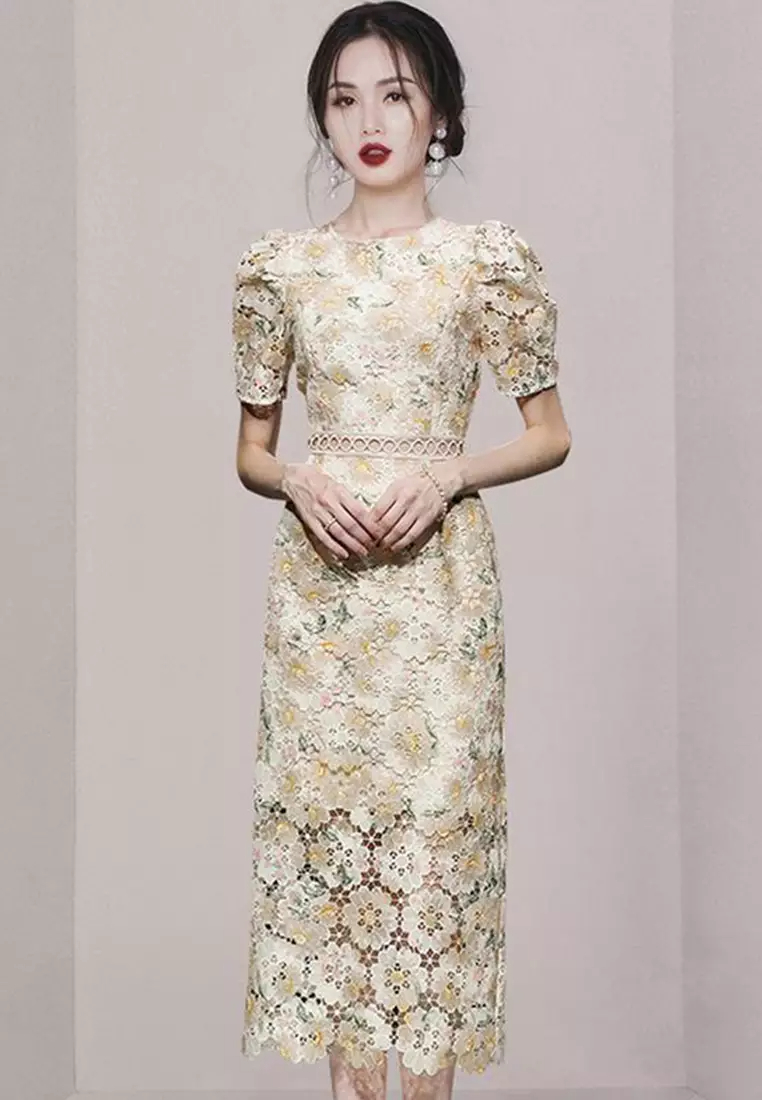 2024 Summer New Embroidered Print Lace Dress CA080732
