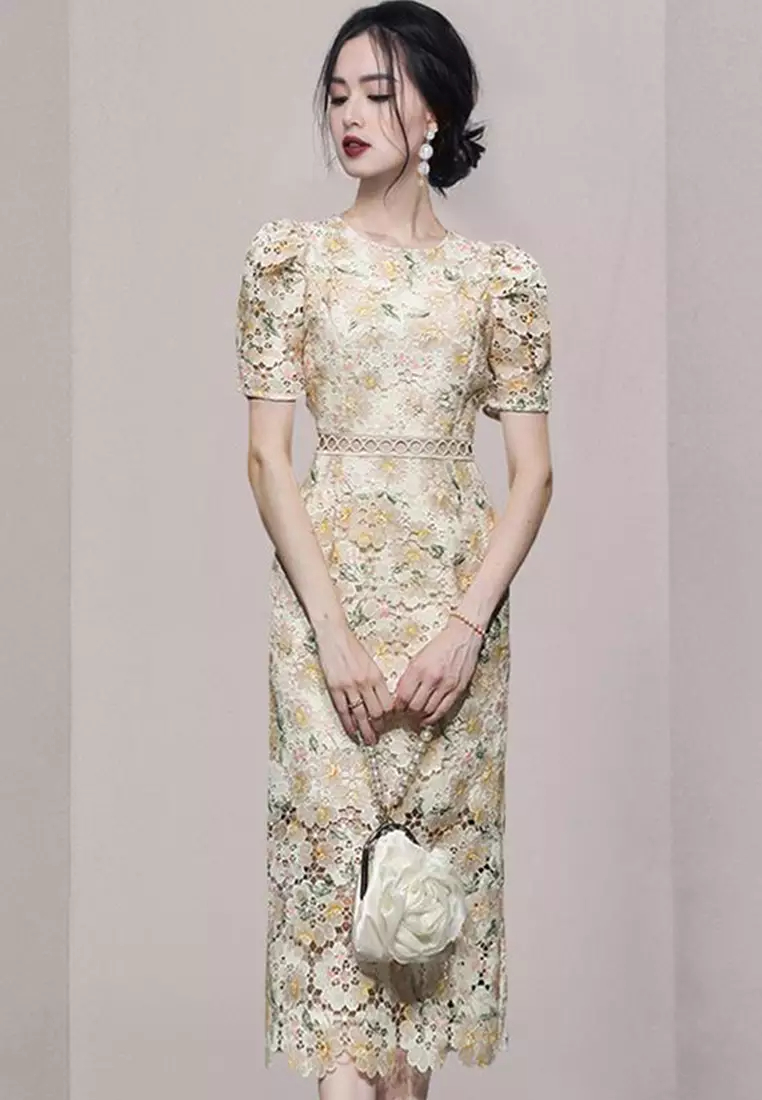 2024 Summer New Embroidered Print Lace Dress CA080732