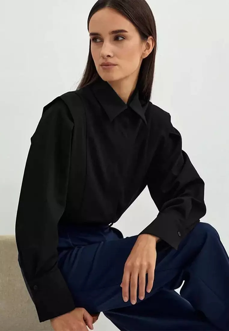 Fashionable commuting style and design long-sleeved shirt top A121820W