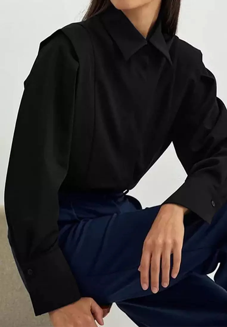 Fashionable commuting style and design long-sleeved shirt top A121820W