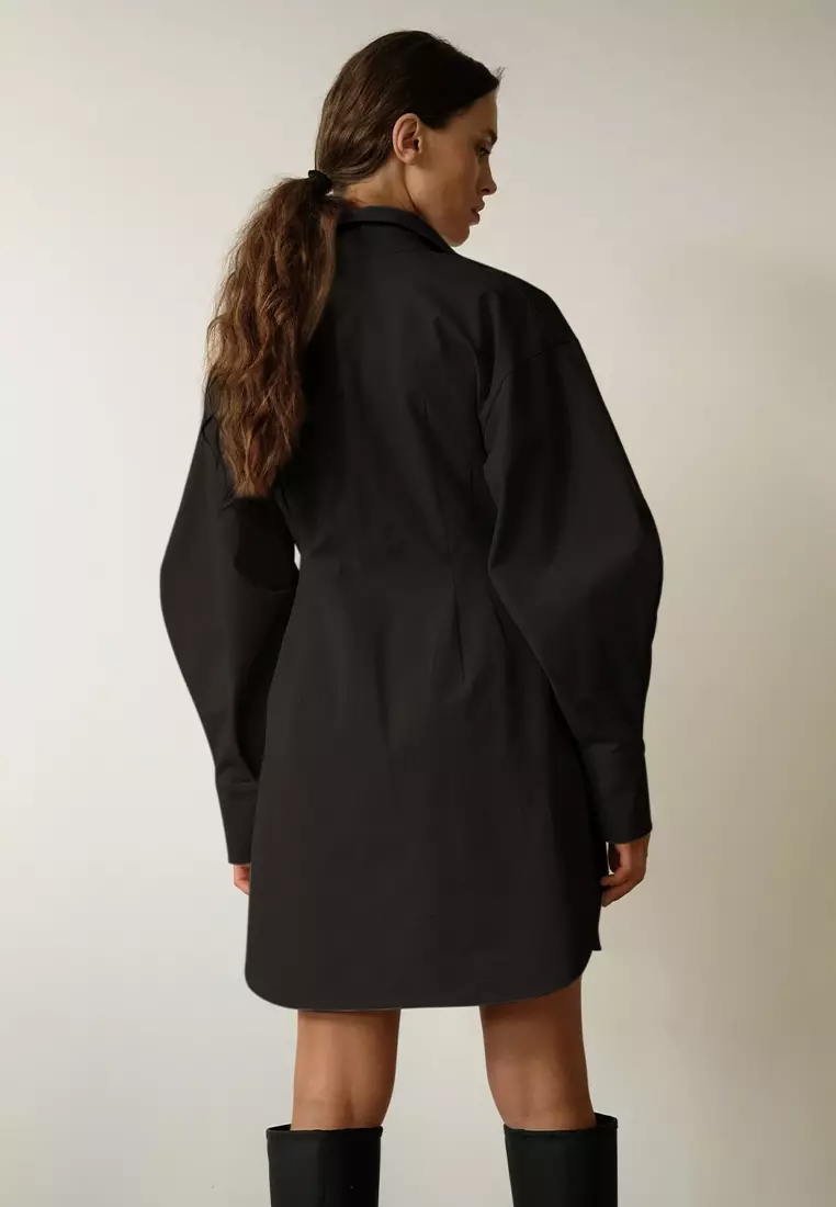 French shirt dress long sleeve European and American retro dress A121821BK