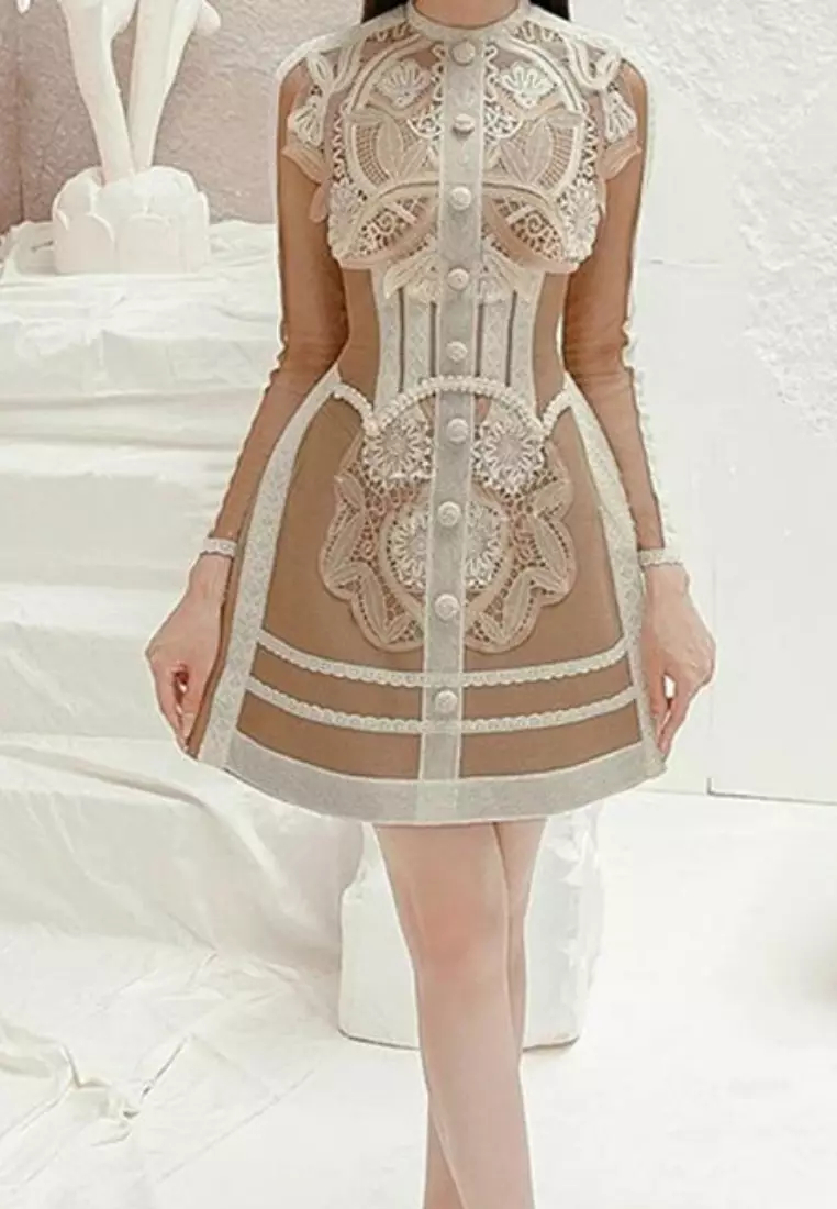 New Elegant lace long sleeve dress K100301