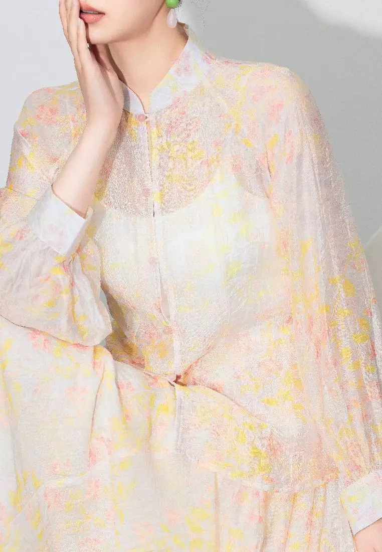 New temperament retro design high-end long-sleeved shirt top two-piece suit dress K100901