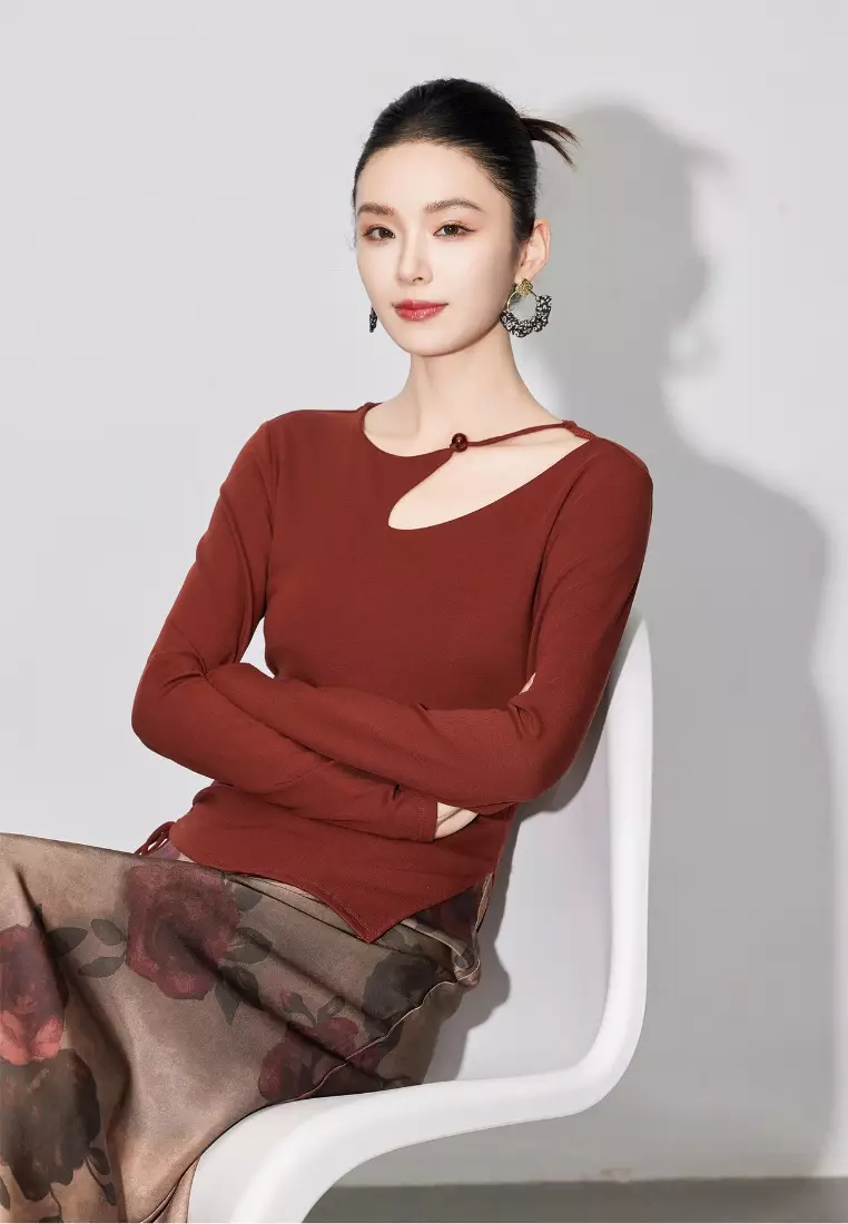 New irregular retro design knitted top K100902