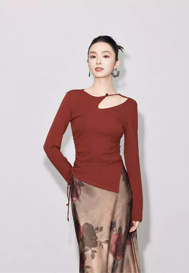 New irregular retro design knitted top K100902