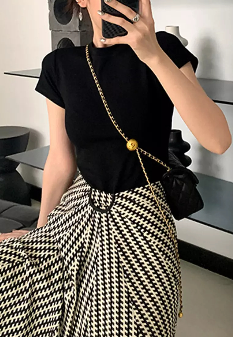 2024 Cotton Short Sleeve T-shirt Round Neck Slim Fit White Top CA24061836BE