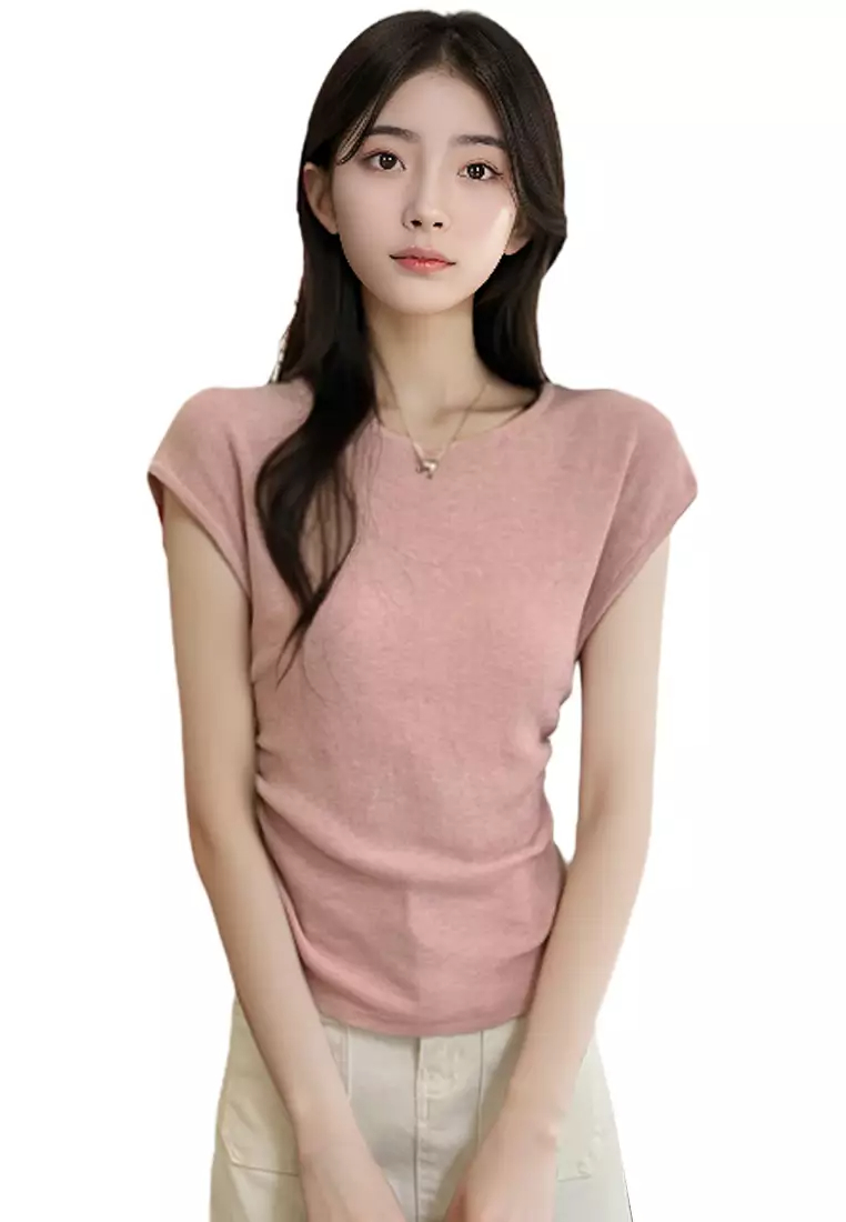 2024 Summer New Slim Fit Knitted Multi Color Top CA24061834BK