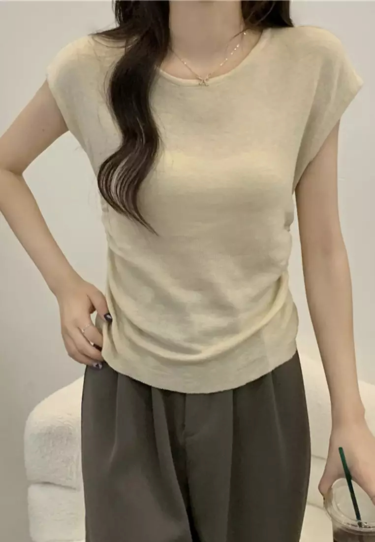 2024 Summer New Slim Fit Knitted Multi Color Top CA24061834BK