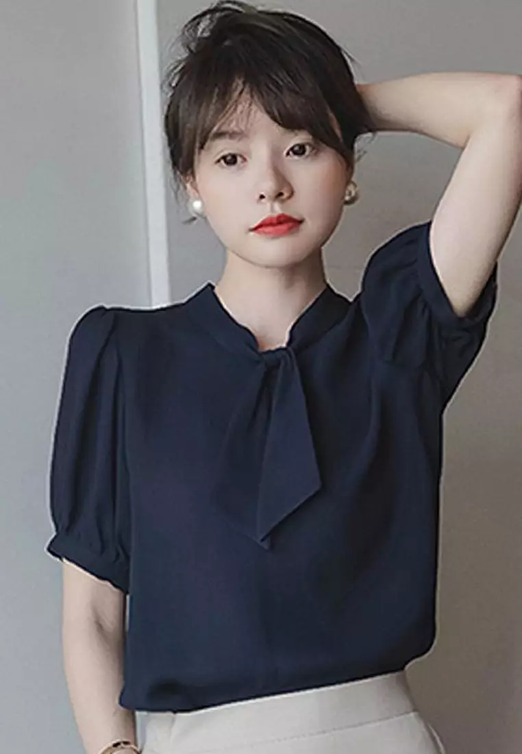 Light Luxury Summer Foam Sleeve Top A23021513BL-M