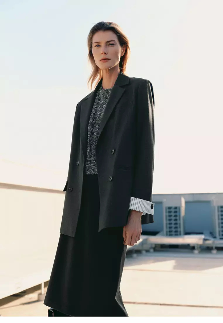 Fashion new double-breasted design gray suit jacket Blazers K100309