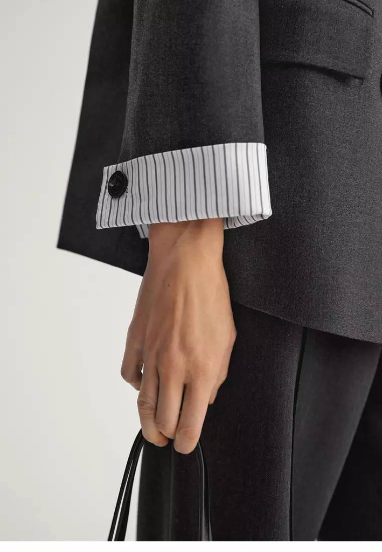 Fashion new double-breasted design gray suit jacket Blazers K100309