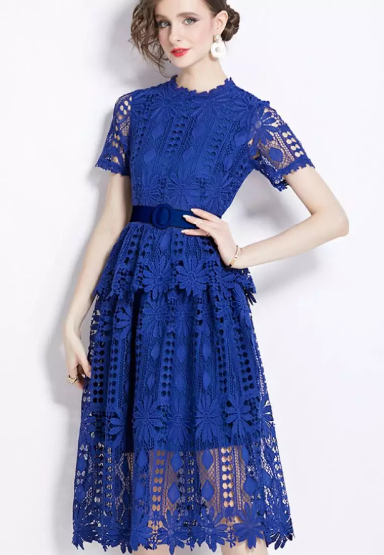 2024 new style temperament lace retro dress K071701BL