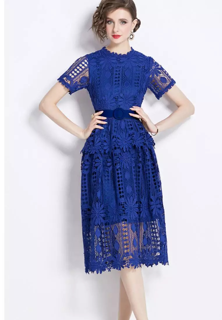 2024 new style temperament lace retro dress K071701BL
