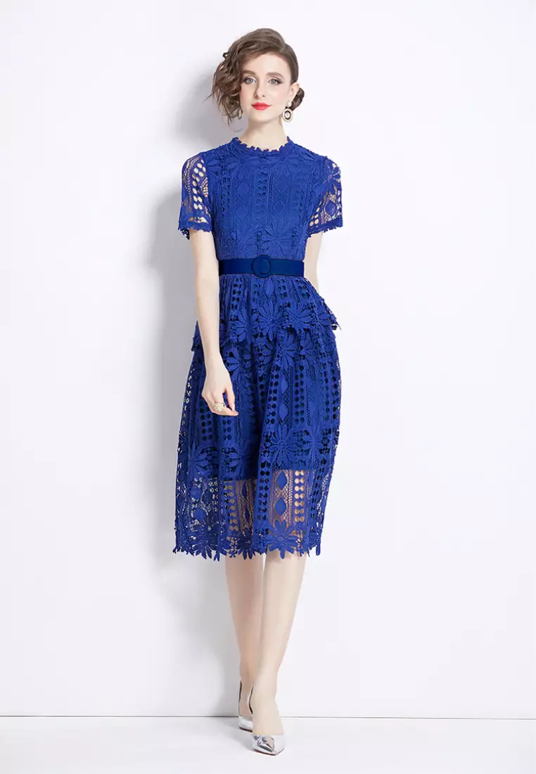2024 new style temperament lace retro dress K071701BL