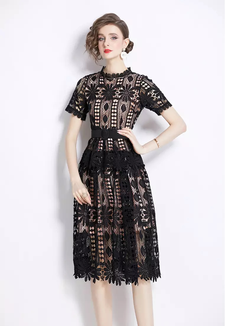 2024 new style temperament lace retro dress K071701BL
