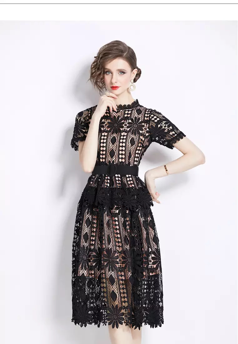 2024 new style temperament lace retro dress K071701BL