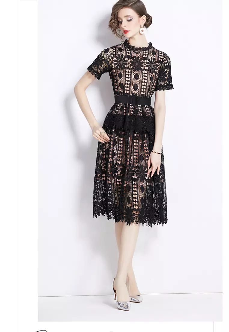 2024 new style temperament lace retro dress K071701BL