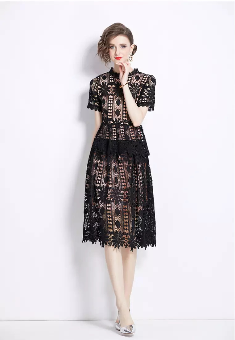 2024 new style temperament lace retro dress K071701BL