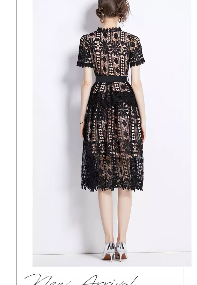 2024 new style temperament lace retro dress K071701BL