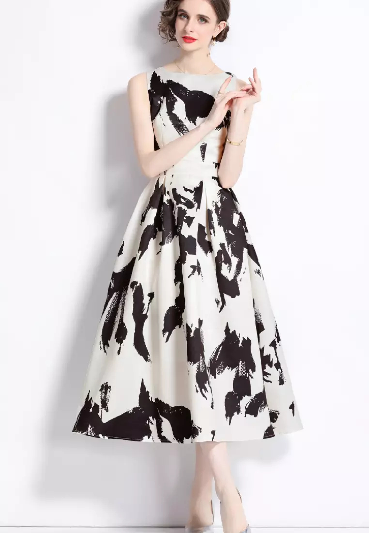 2024 new temperament vest printed pattern dress K071510