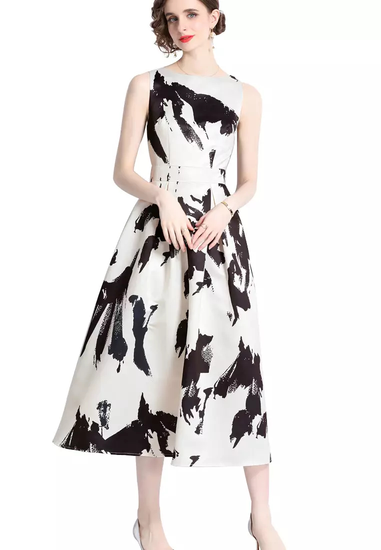 2024 new temperament vest printed pattern dress K071510