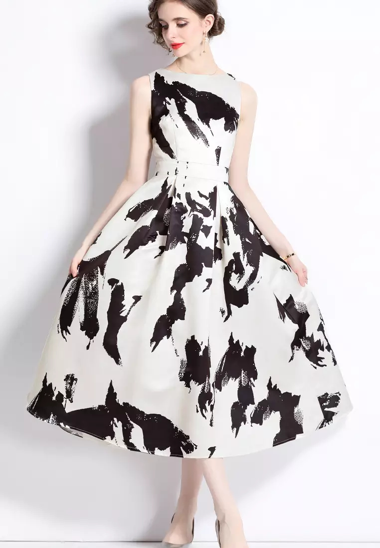 2024 new temperament vest printed pattern dress K071510